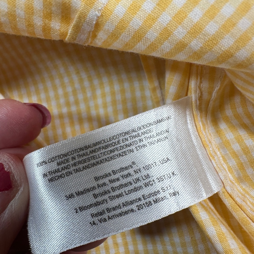 Brooks Brothers 346 Button Down Women 8 Yellow Gingham Non-Iron Cotton Fitted - Picture 9 of 12